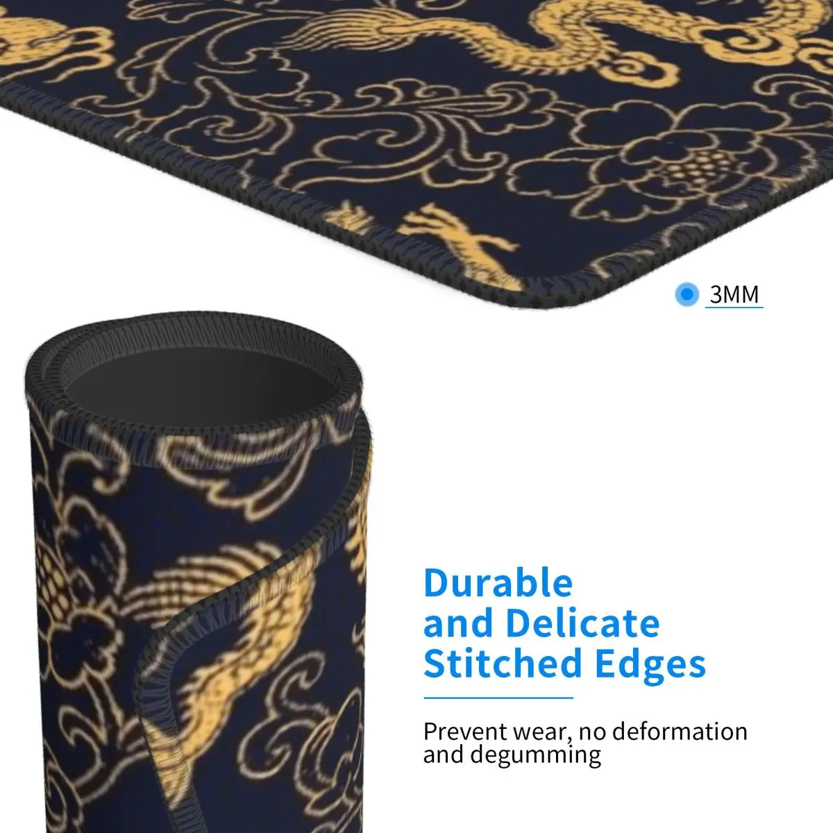 

Многоразмерный коврик для мыши с китайским традиционным золотым драконом, для геймеров, для ПК и ноутбуков, коврик для клавиатуры, компьютерные игровые аксессуары, настольный коврик