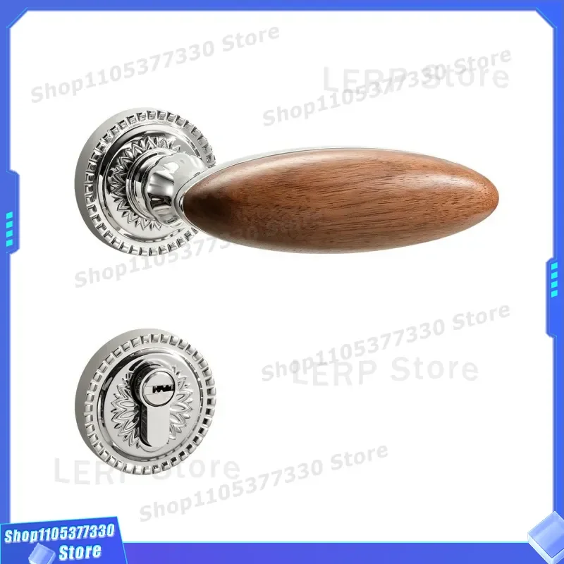 French Light Luxury Walnut Door Handle Silent Magnetic Split Lock for Bedroom Kitchen Bathroom Universal Home Hardware Decor