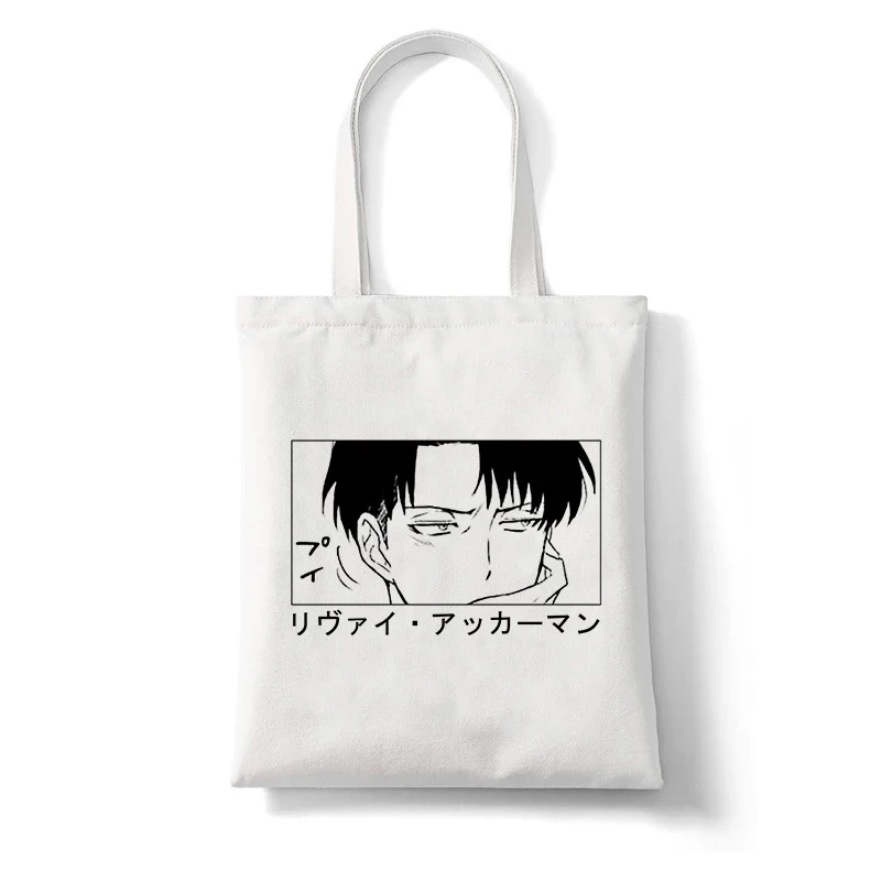 Japanese Anime Levi Attack on Titan Casual Large Capacity Shoulder Bags Shopper Canvas Harajuku Print Handbags Cheap