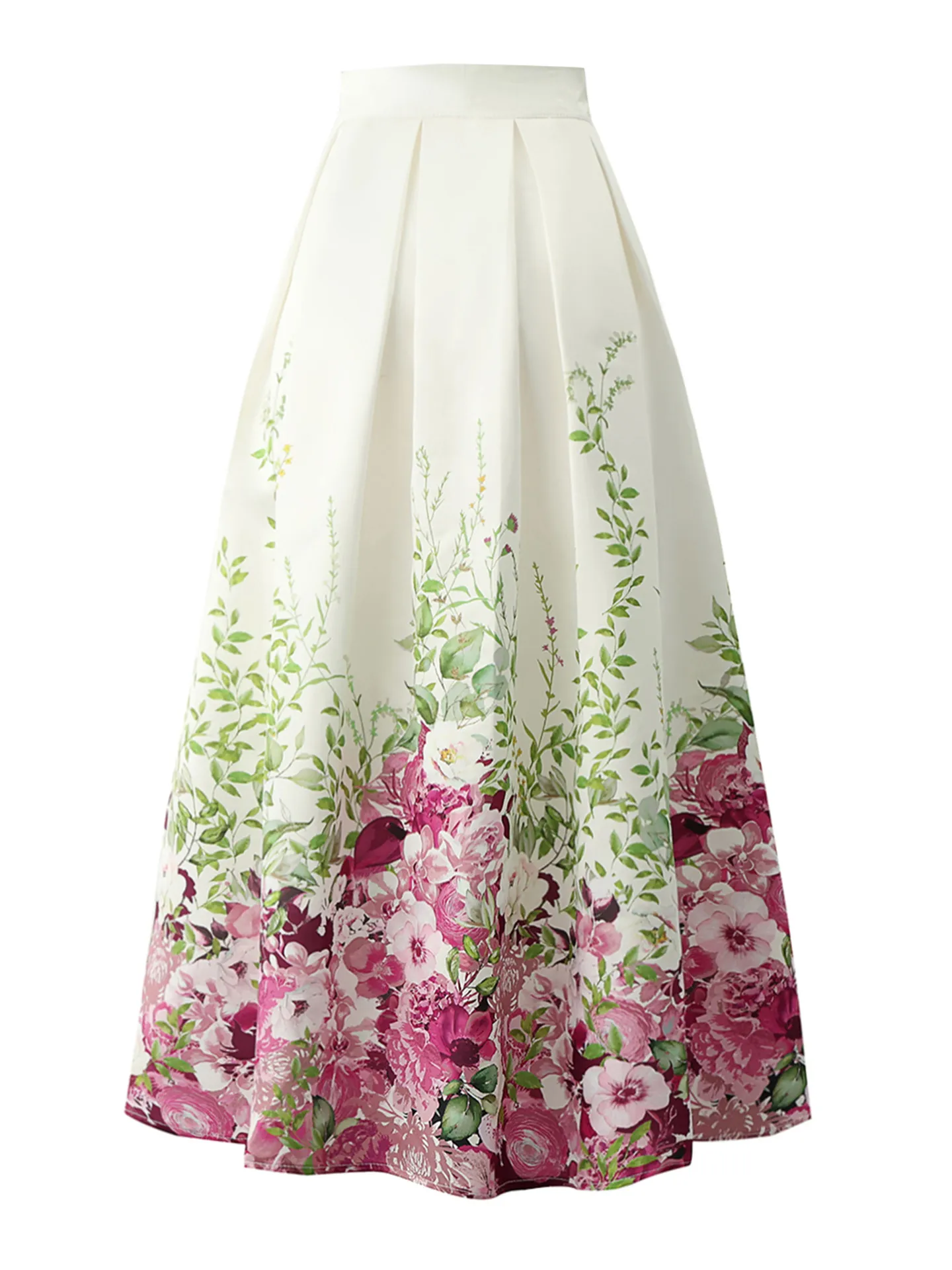High Quality New Spring Summer All-match Ultra Long Printing A-line Skirt Women High Waist Elegant Bohemian Puff Beach Skirts