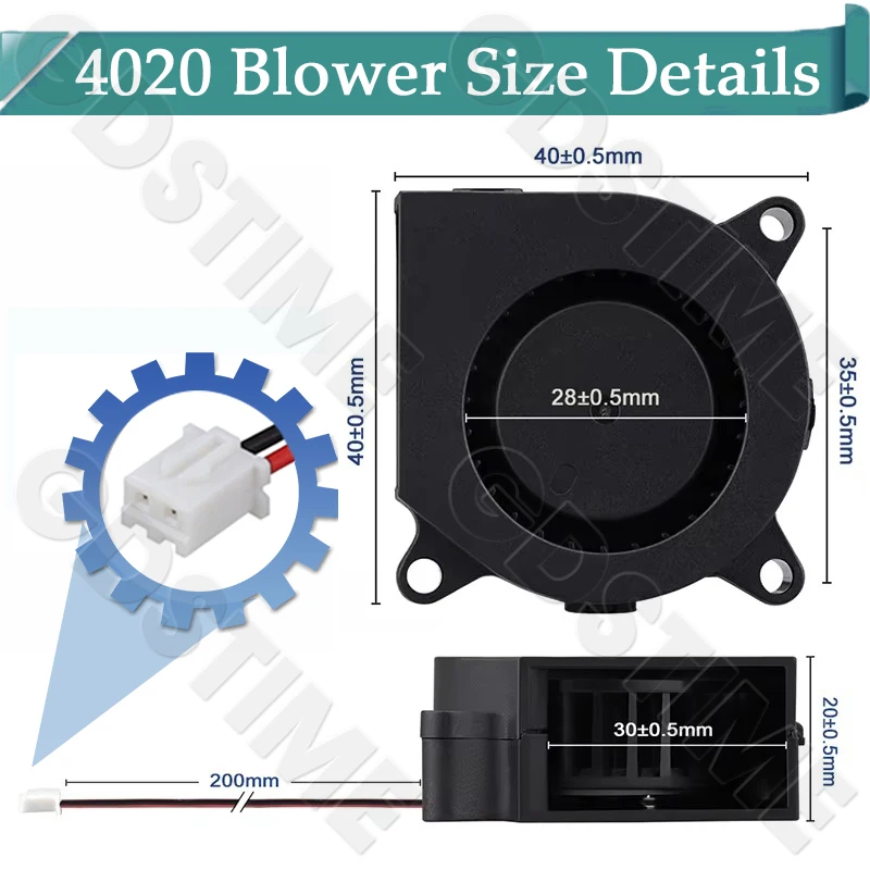 Wentylator Gdstime 4020 24V 12V 5V, dmuchawa 40x40x20MM, turbina, wentylator radialny 4CM, chłodzenie do drukarki 3D, części do PC, karty graficznej, chłodzenia CPU — zdjęcie produktu 5