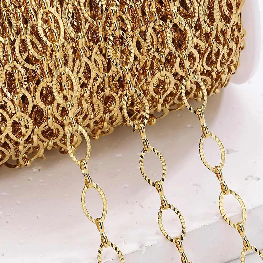 1 Meter 2 Meters 6.5 mm Stainless Steel Openwork Oval Embossed Chain for DIY Necklace Bracelet Sweater Chain Jewelry Making