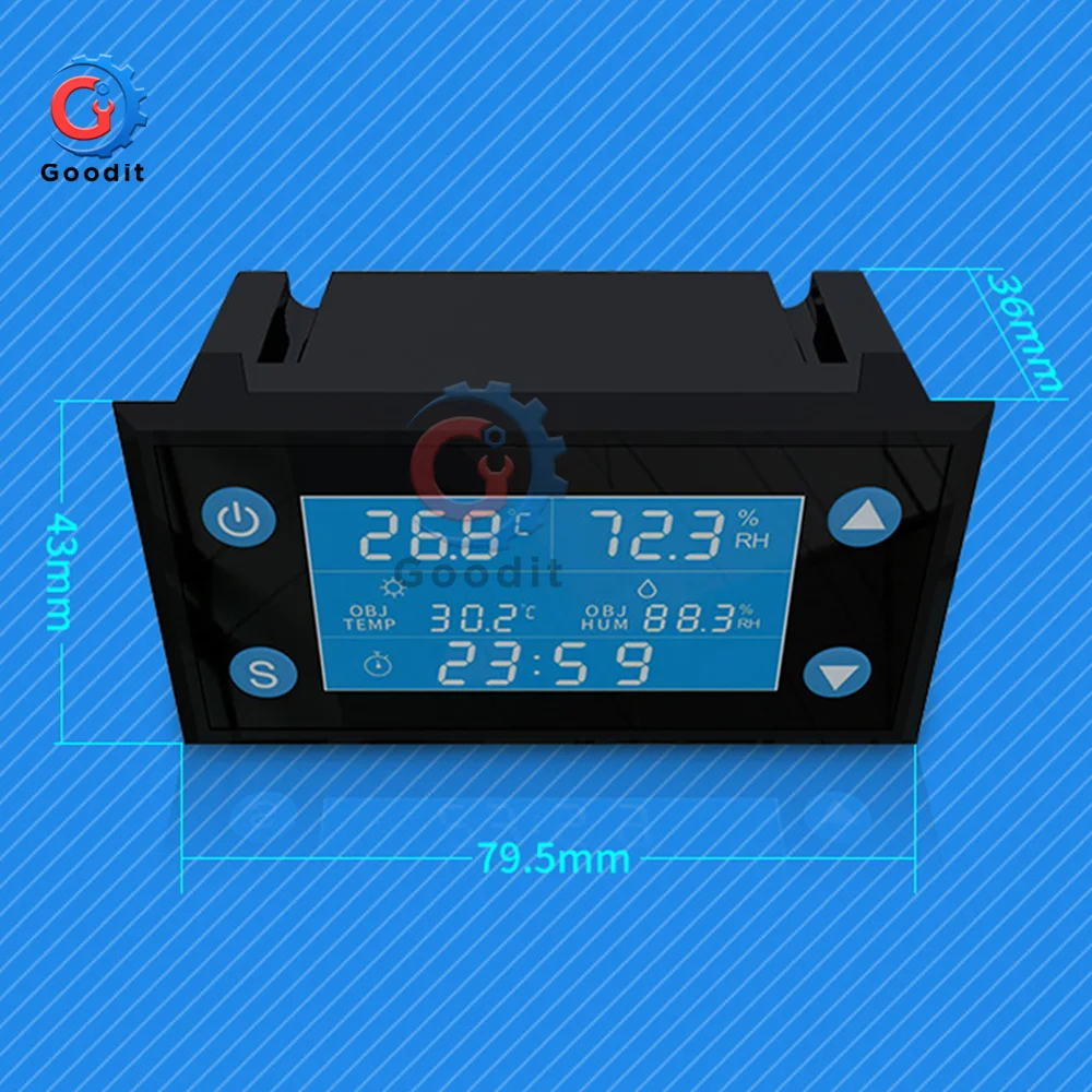 AC110-220 W1212 Digital Temperature Humidity Controller Timer SHT20 Sensor Probe for Incubator Aquarium Thermostat Humidistat