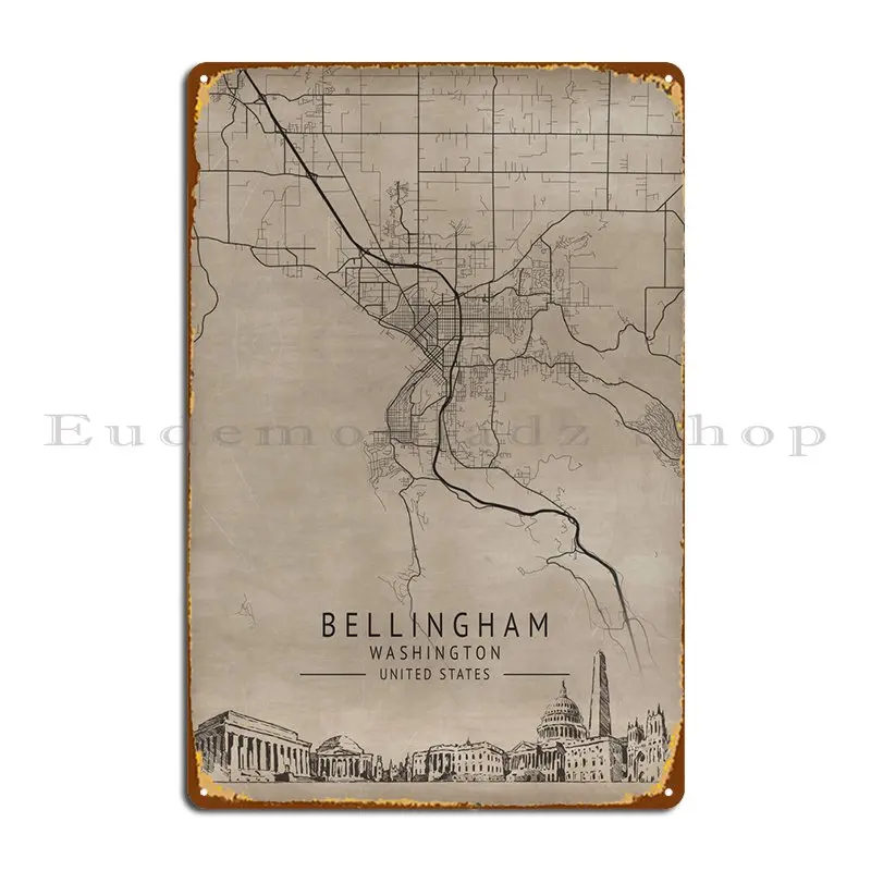 Bellingham Washington Metal Sign Mural Kitchen Character Wall Decor Club Tin Sign Poster