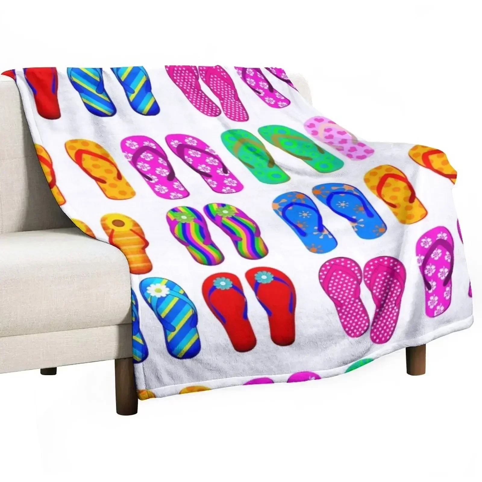 Summer Flip-flops Throw Blanket Picnic Custom Sofa Quilt Loose Thin bed plaid Blankets