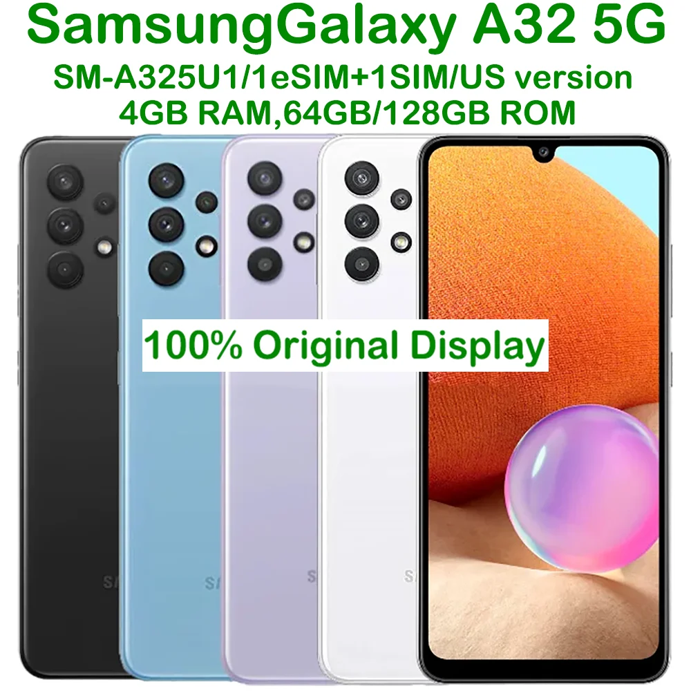 Used Samsung Galaxy A32 5G Smart Android Phone 6.5-inch A325U1 5000mAh Refurbished Samsung Quad Camera 48MP NFC US Version 60Hz