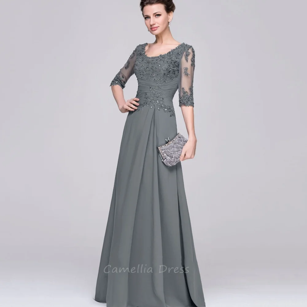 Elegant Mother of the Bride Dress for Women Customized Chiffon Vintage Guest Gown A Line Appliques Evening robe mother of bride