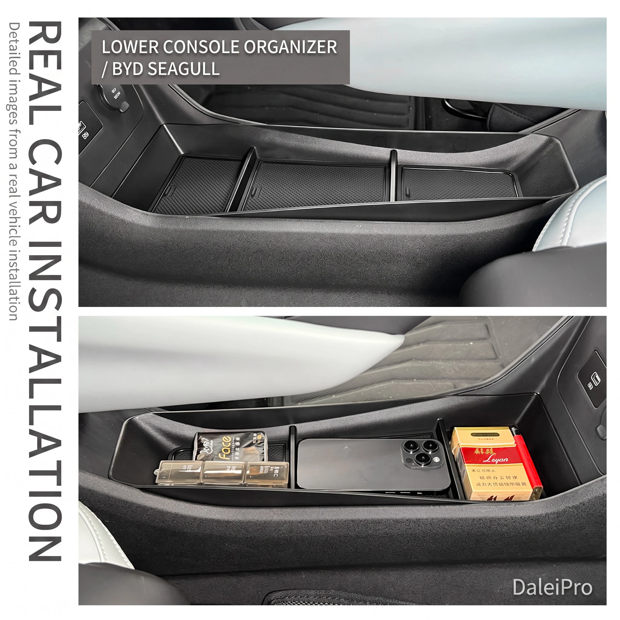 Für BYD Dolphin Surf / Dolphin Mini / Seagull 2023 2024 2025, Aufbewahrungsbox für die hintere Armlehne, TPE-Organizer für die untere Mittelkonsole – Detail 17