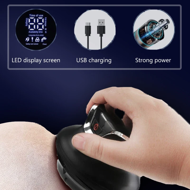 Automatic Hair Trimmer 360 Rotating Hair Clipper LED Display Portable Shaved Head Artifact UFO Flying Saucer Cutter Head