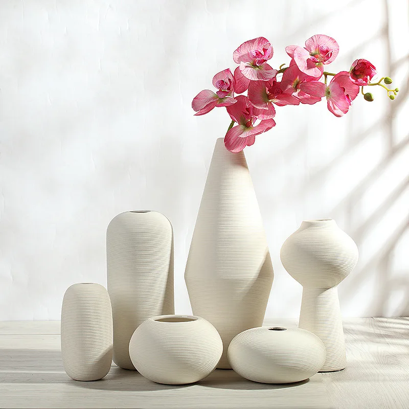 

Mutihome French Minimalist Ceramic White Vase Decoration Silent Zen Intent Home Decoration Size Flower Arrangement Vase