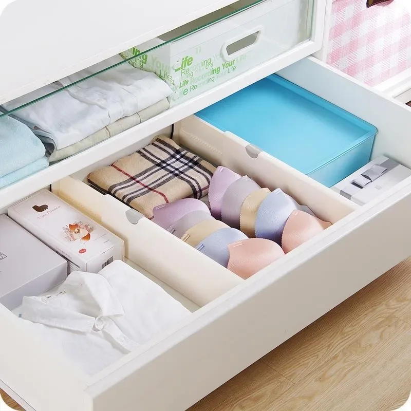 1pcs Drawer Dividers Adjustable Kitchen Expansion Contraction Combination Organizer Plastic Storage Box