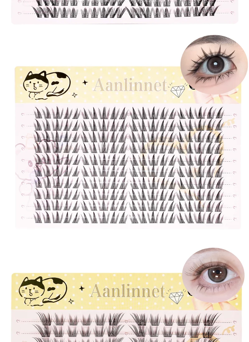 DIY falsche Wimpern, 20 Reihen, natürliche Längenkombination, wiederverwendbar, mehrere Stile verfügbar, falsche Wimpern – Detail 7