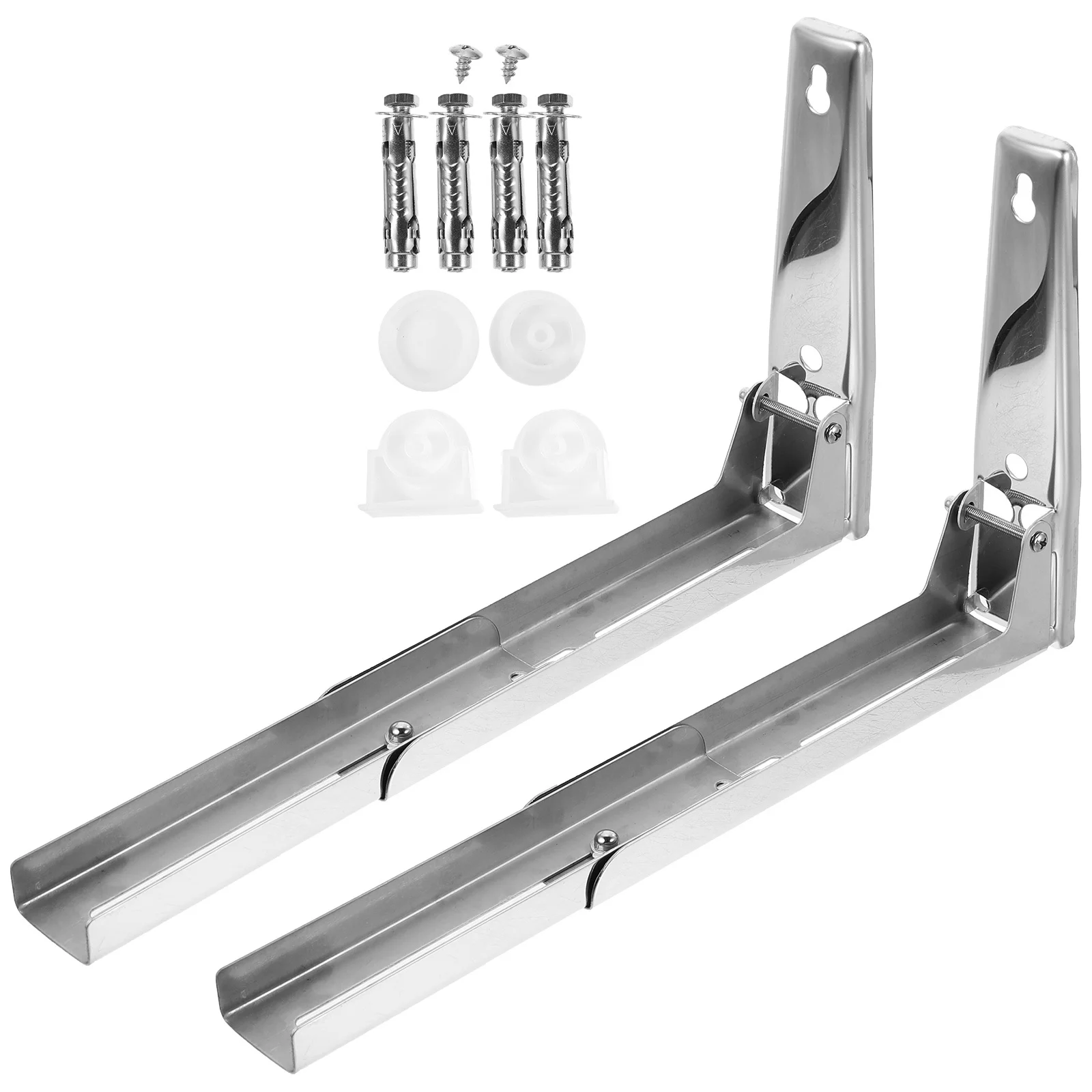 

1Set Kitchen Shelving Rack Stainless Steel Retractable Foldable Microwave Oven Storage Wall Mount Bracket for Space Saving