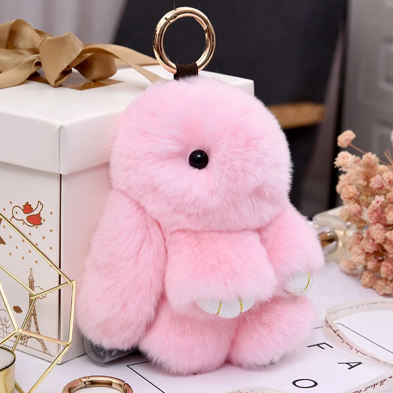 Fluffy Real Rabbit Fur Pompon Bunny Keychain Trinket Women Toy Pom Pom Rabbit Key Tags For Girls Bag Car Key Chain Jewelry Gifts