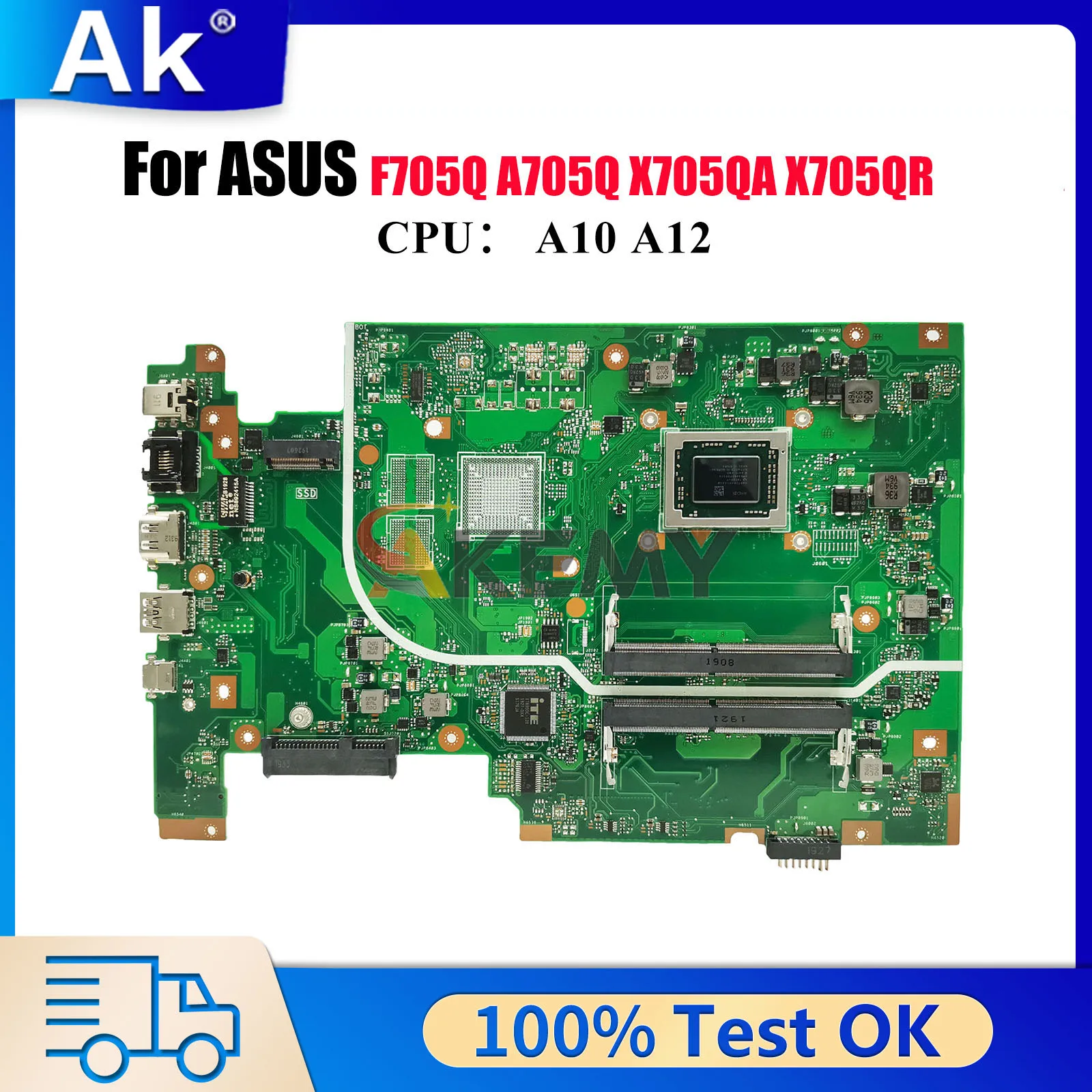 

X705QA Материнская плата для ноутбука ASUS VivoBook X705QR F705Q X705Q A705Q X705QA Материнская плата с процессором A10 A12 100% тестирование ОК быстрая доставка