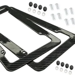 Universal 30*15CM 1/2pcs License Plate Frame Carbon pattern Plastic License Plate Frame Bracket with Standard Screw Kits