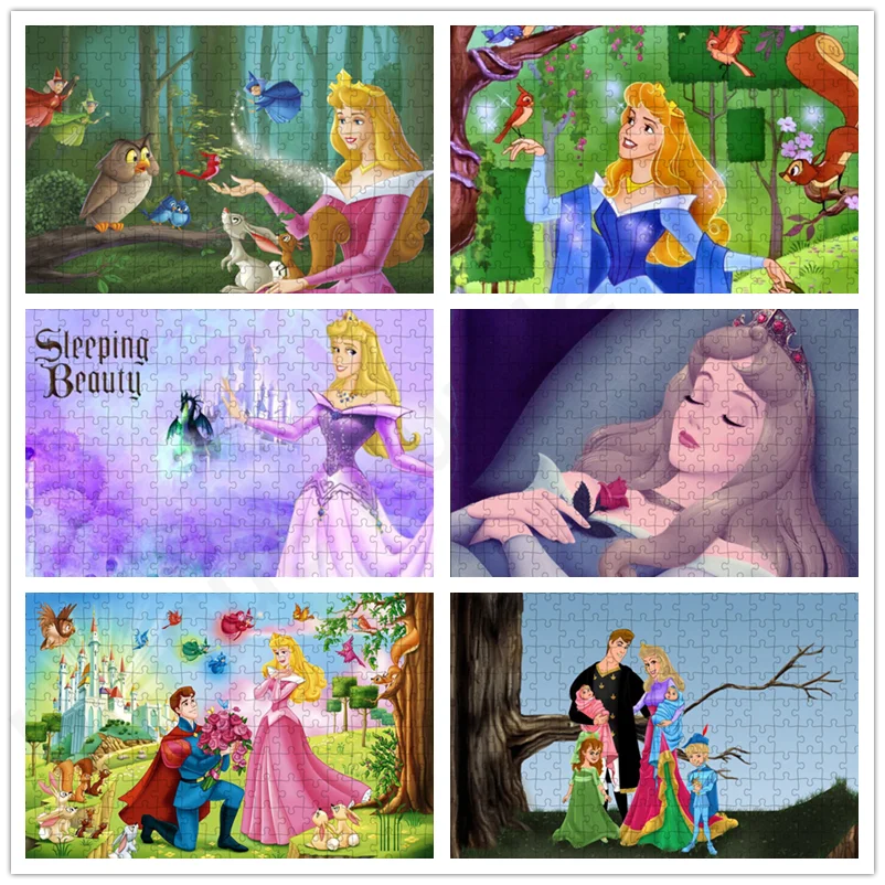 

Disney Anime Sleeping Beauty Jigsaw Puzzle Creative Personalized Diy Gift Toy with Box 300/500/1000 Pieces Jigsaw Home Decor