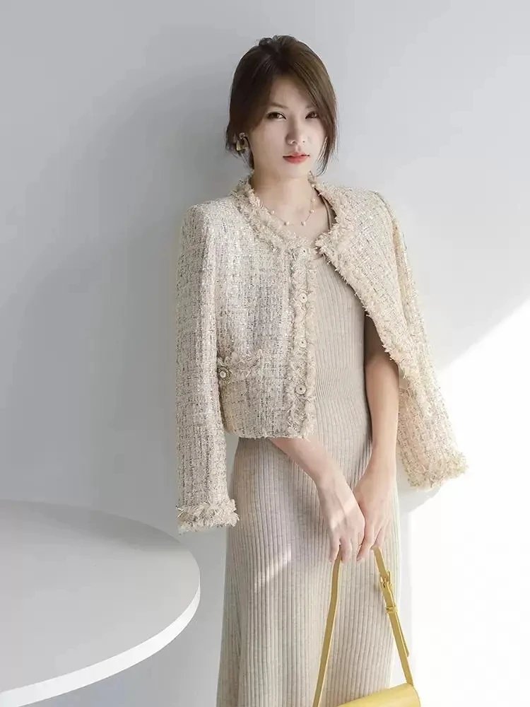 

Female 2023 Spring Autumn Jacket New Korean Round Neck Style Versatile Fashion Ins Short Coat Women