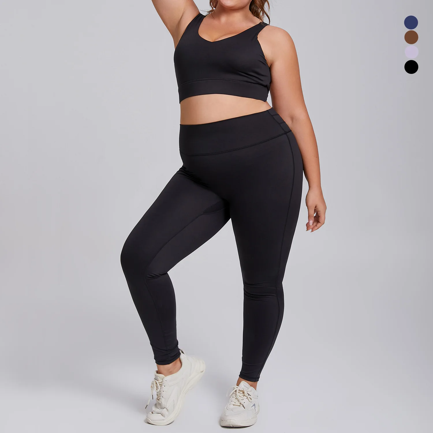 plus Size High Elastic Yoga Fitness Women's Running Anti-shock Sports Wear Brushed Naked Feel Yoga Suit Fashionable Tight Pants
