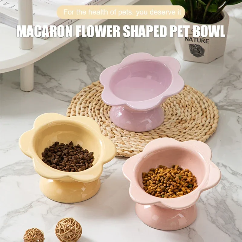 Cat Water Ceramic Bowl Raised Pet Drinking Eating Food Bowls Puppy Dogs Elevated Tilted Feeder Products