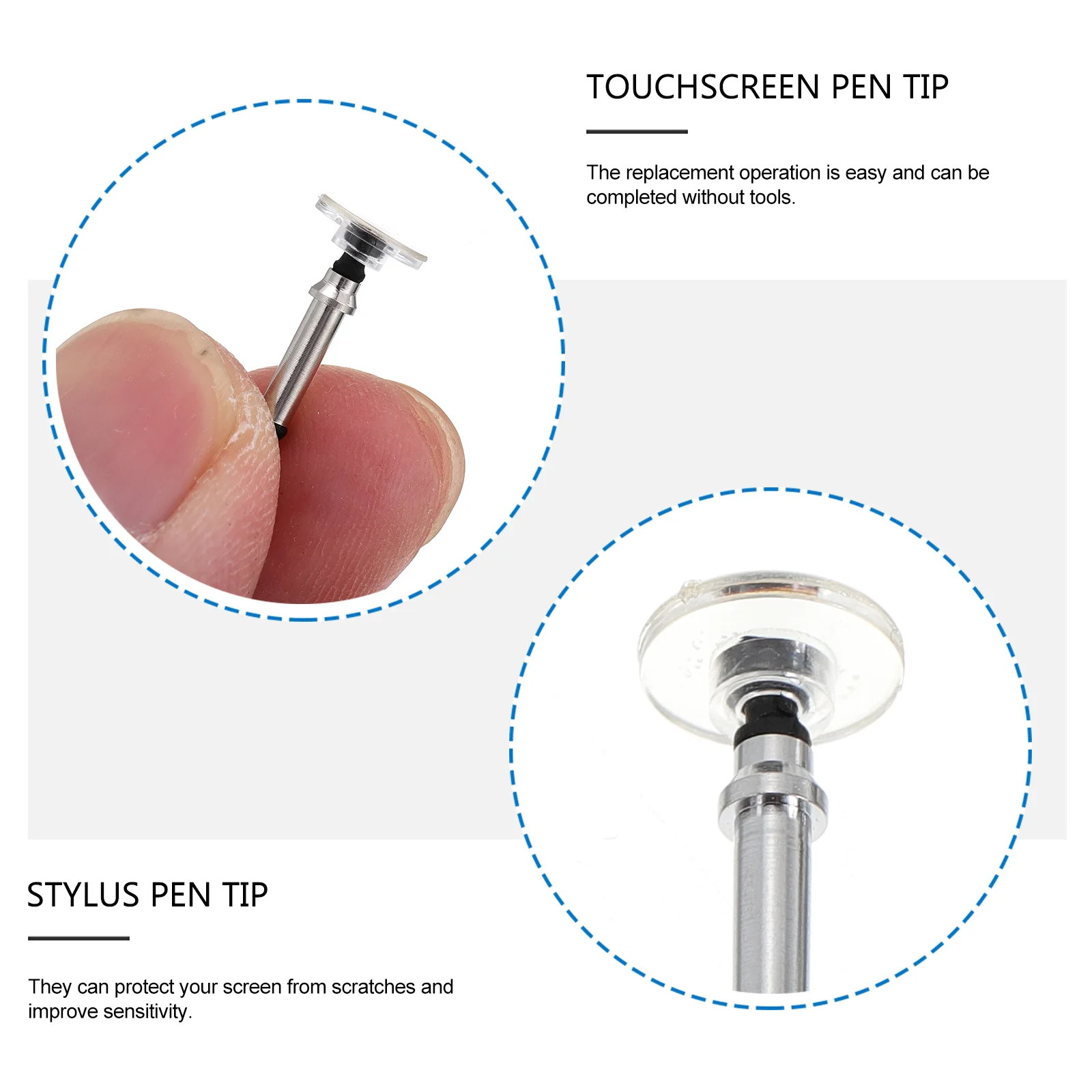 Embouts de Stylet de Disque de Remplacement en Silicone pour Écran Tactile, Argentés, 12 Pièces