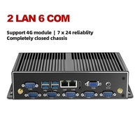 Fanless Industrial Mini PC Dual NIC LAN 6*COM RS232 RS485 Core i5 4200U 2955U  Win10/11 Ubuntu Linx Thunderbdt Game Computer