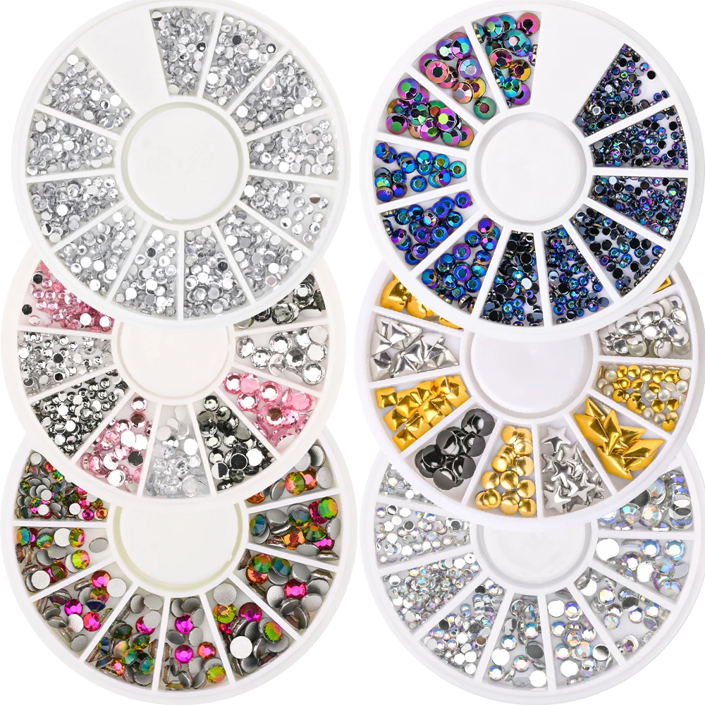 1 Wiel Gemengde Kleur Kameleon Nail Art Glitter Strass Voor 3d Kristal Edelstenen Sieraden Kraal Nail Art Decoratie Manicure Accessori