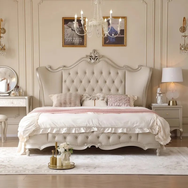 

Luxury Bedroom Bed Leg Support King Size French Style 200x220cm Bed Headboards Double Muebles Para Dormitorio Home Furniture