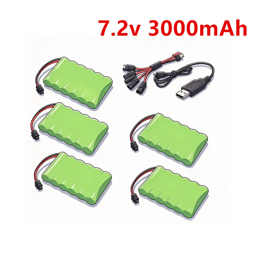 NIMH 3000mAh 7.2V Rechargeable Battery pack For RC Off-Road Racing Cars Vehicles R/C Trucks 6*AA 7.2V Batteries 2800mah