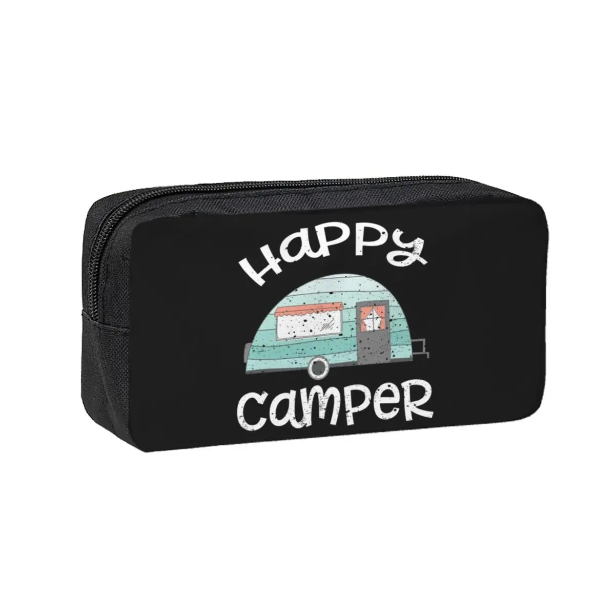 Happy Camper Retro Trailer RV Caravan Camping Federmäppchen für Schüler, Schule, Stiftbox, Bleistiftbeutel, Aufbewahrung von Schreibwaren