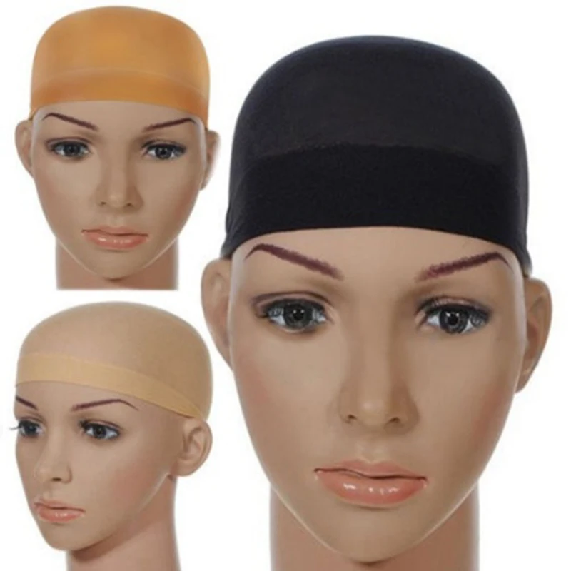 Topi Wig mewah jaring rambut untuk tenunan 2 Potongan/pak rambut Wig jaring peregangan Mesh topi Wig untuk membuat Wig ukuran bebas (warna kulit)