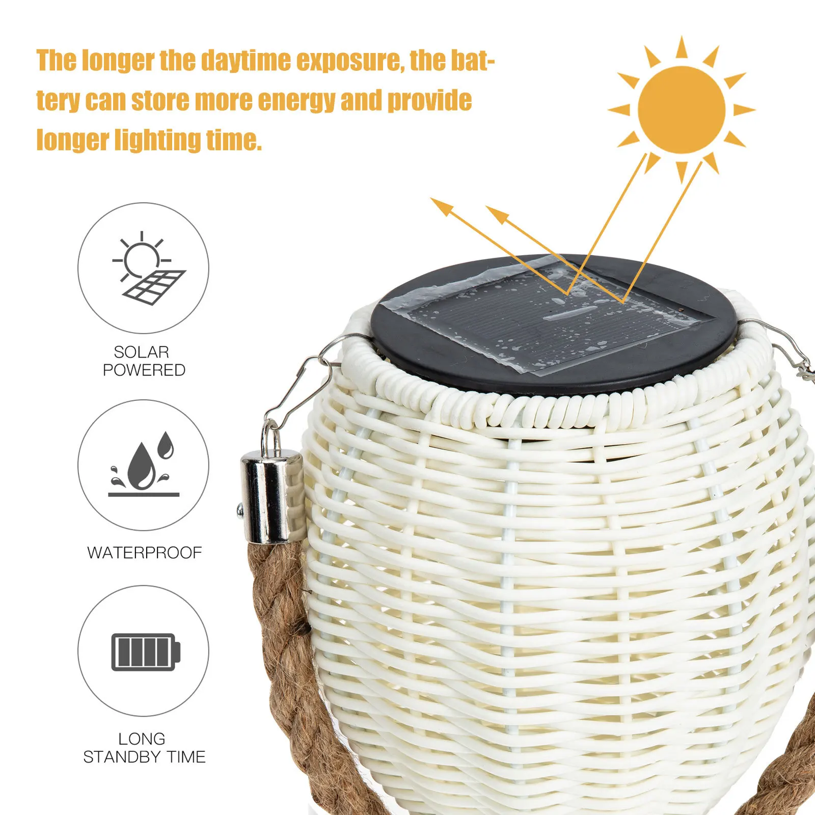 

Solar Projector Lamp Garden Hanging Light Lights Decor Vintage Outdoor Hemp Rope Lamps outside Lanterns for Outdoors