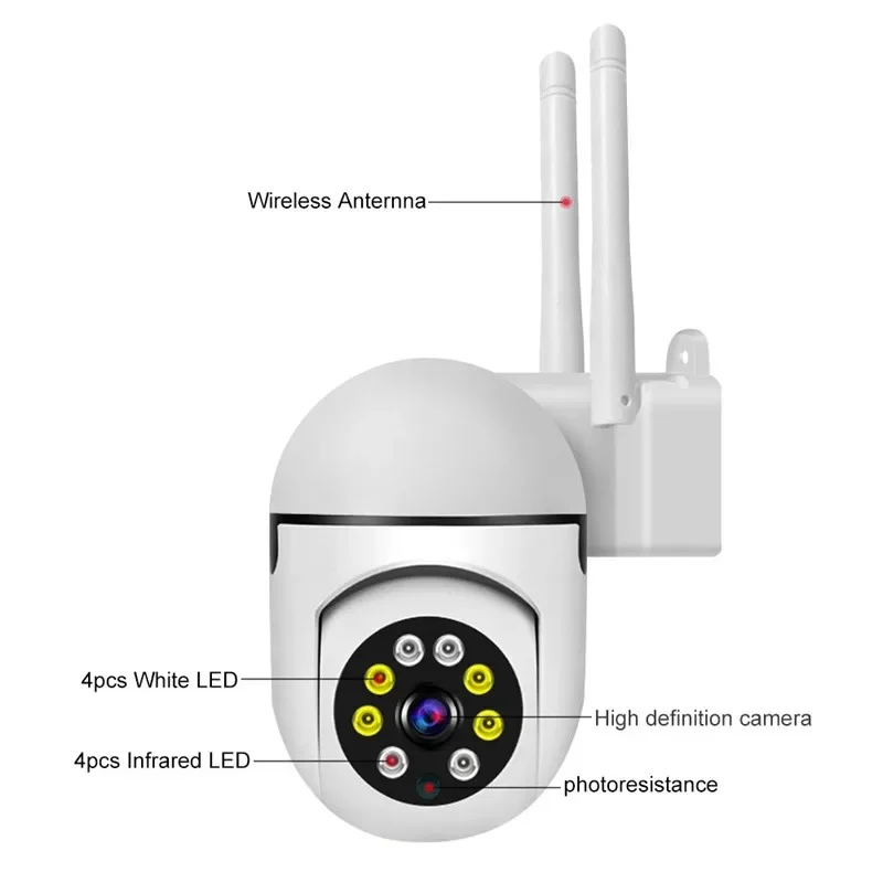 Imagem -03 - Ptz ip Wifi Cctv Câmera de Vigilância Câmera de Segurança 1080p com Zoom 4x Colorido Impermeável H.264