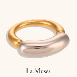 La. Muses Trendy Minimalist Creative Geometric Shape Finger Rings For Womens Waterproof Stainless Steel Premium Jewelry Gifts