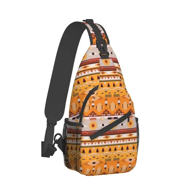 Pakistan Ajrak Print Crossbody Sling Backpack Men Custom Ethnic Tribe Culture Shoulder Chest Bag for Cycling Camping Daypack