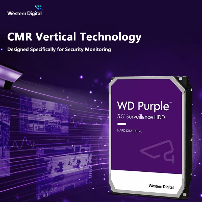 WD 퍼플 감시용 내부 하드 드라이브 디스크 3.5인치 64M 캐시 SATA III 6Gb/s 1TB 4TB 6TB 8TB HDD HD 하드디스크 CCTV DVR NVR용