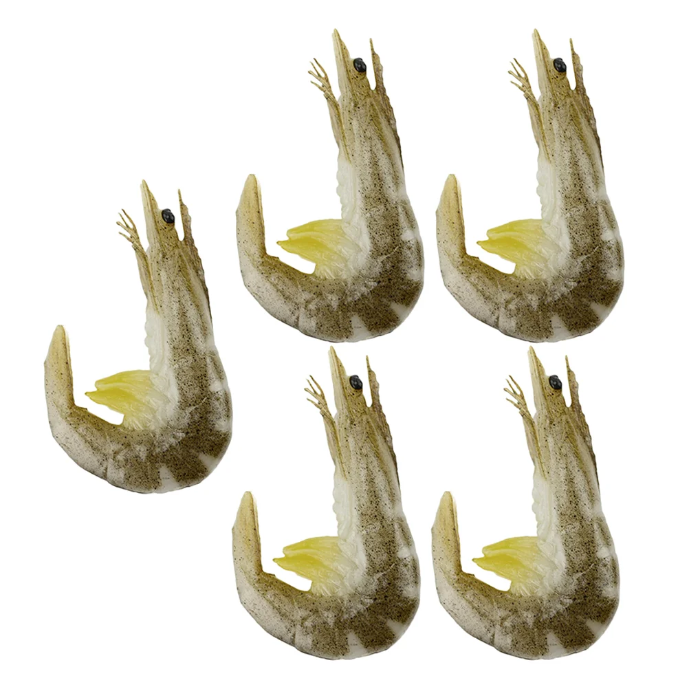 5 Pcs Artificial Shrimp Fake Food for Decoration Restaurant Sea Prop Models Simulation Halloween