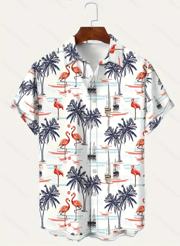 Summer New Men's Short sleeved Shirt Hawaiian Beach Style Coconut Tree and Numerous Styles S-5XL