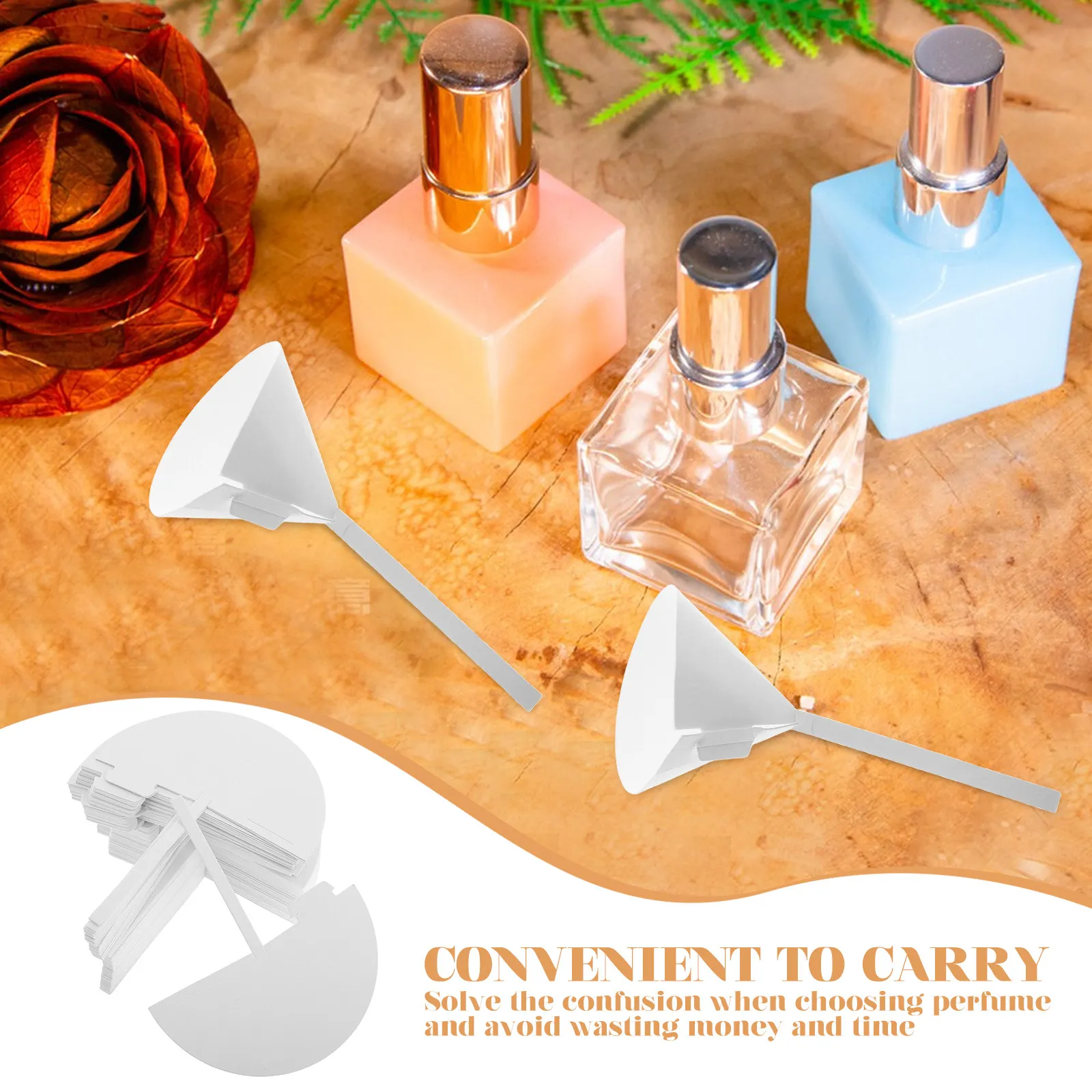 100pcs Scent Test Strips Fragrance Blotter Paper for Perfume Essential Oils Card Disposable Tester Spice Sampling
