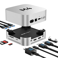 ACASIS 8 in 1 USB C Hub to DP 4K 144HZ Mac Mini M4 Docking Station with 16TB 40Gbps Dual Bay M.2 NVMe Hard Drive SSD Enclosure