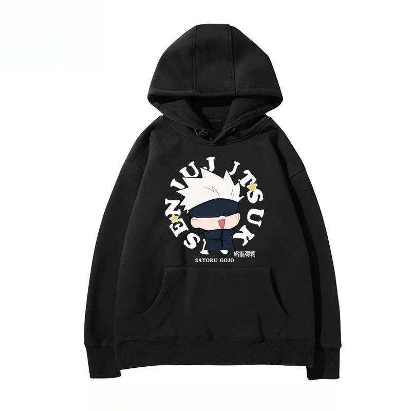 

Jujutsu Kaisen Hoodie Set Men Women White Black Gray Red Anime Streetwear Pullover with Gojo Satoru Print Kangaroo Pocket Casual