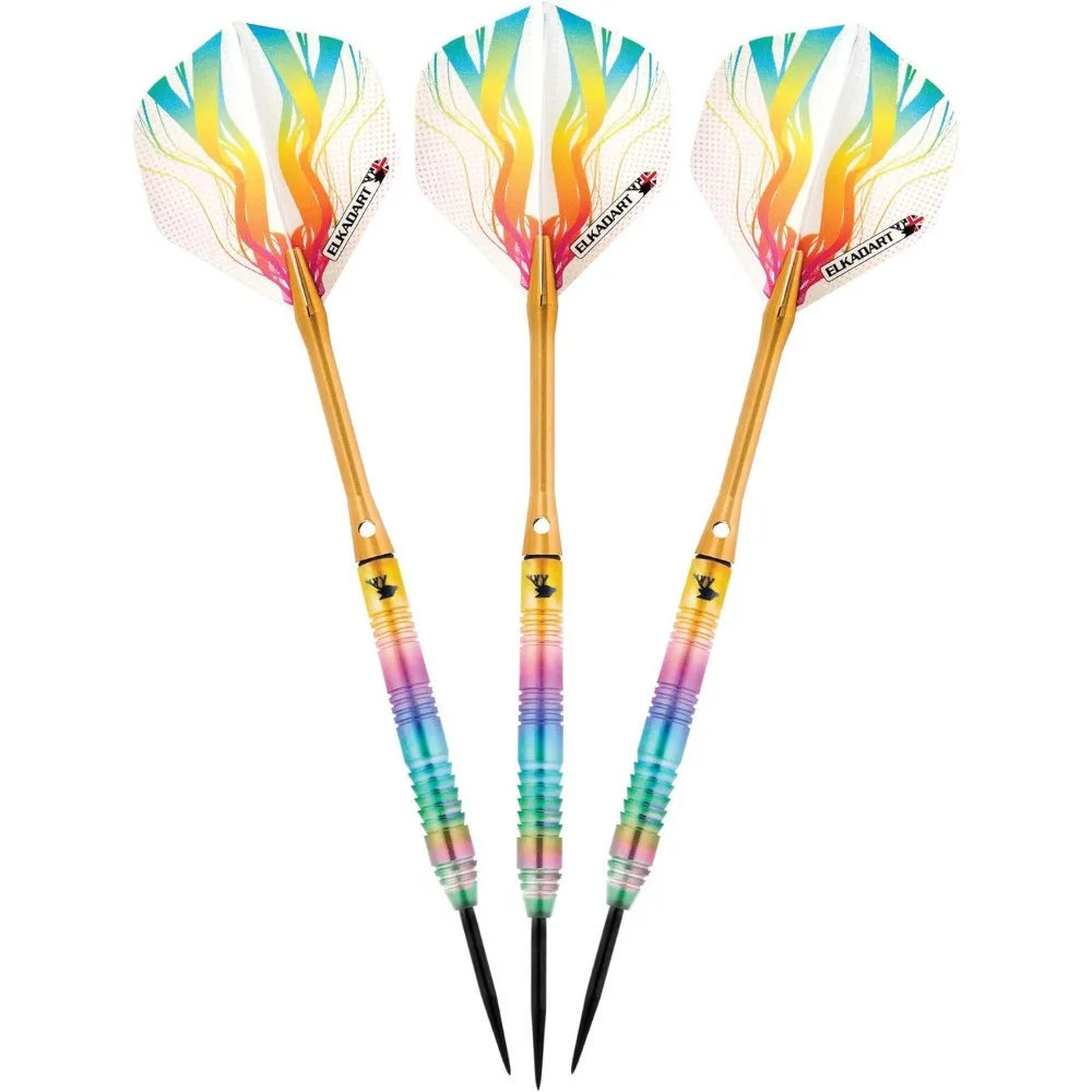 

Дартс из вольфрамовой стали с наконечником - Elkadart Rainbow 90% вольфрама с футляром для переноски