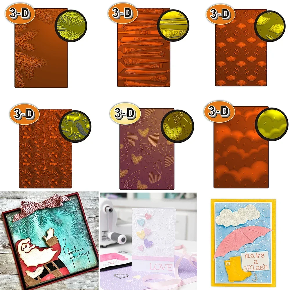 3D-geprägter Ordner, Liebe, bewölkt, Weihnachtsblätter/Löffelmuster für Karten, Scrapbooking, Papier, Projektherstellung, fügen Sie strukturierte Details hinzu