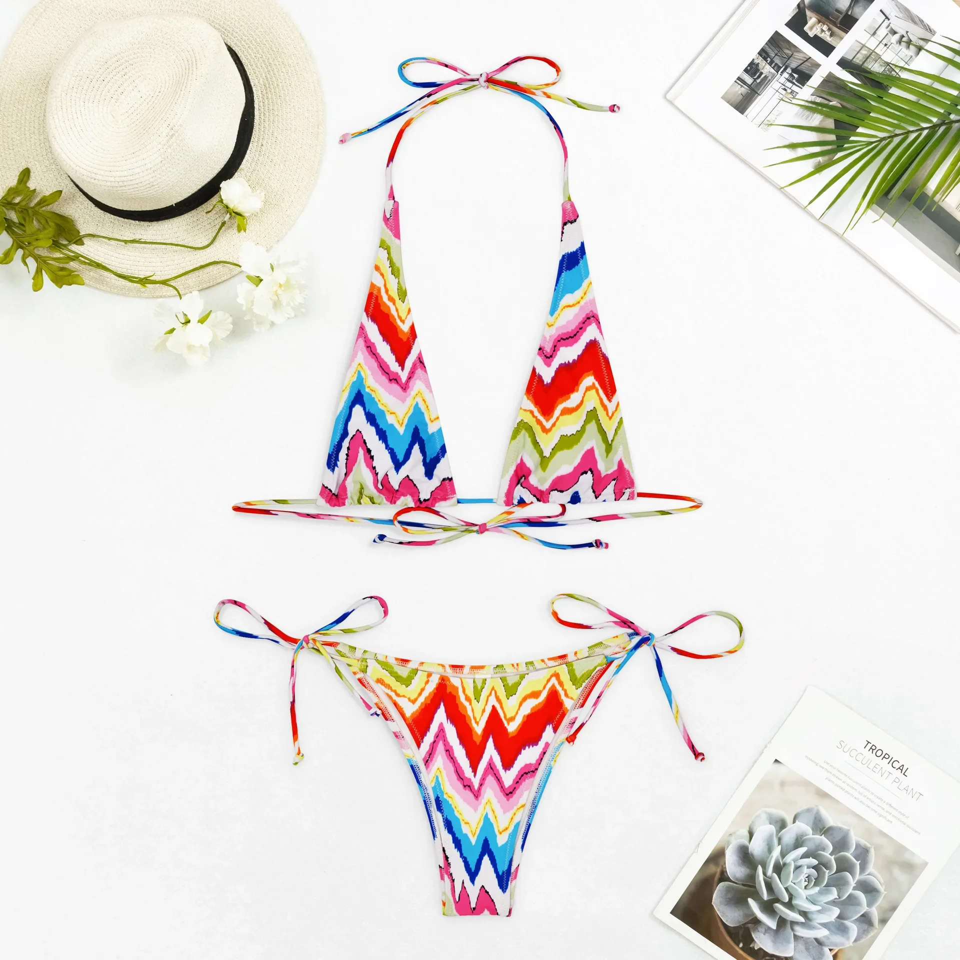 New Fashion 3D Boho Flower Swimsuit Women Sexy Two Pieces Low Waist Halter Bathing Suits Beach Bikini Surprise Gift Sex Bikini