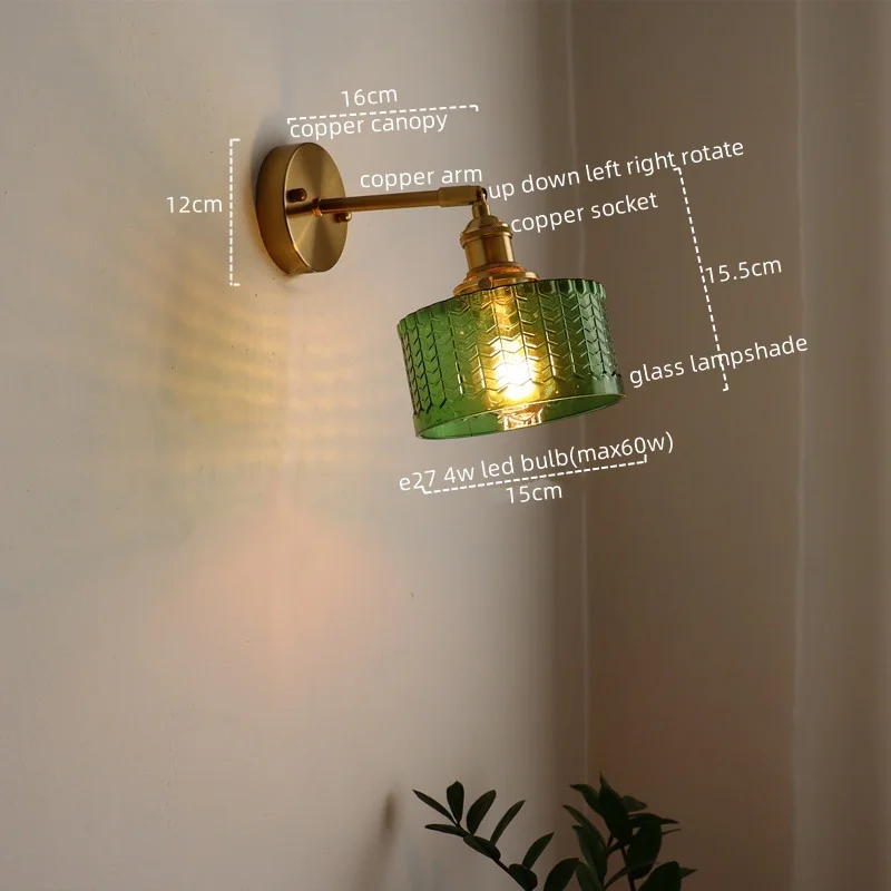 Imagem -02 - Iwhd-led Wall Light para Espelho do Banheiro Estilo Vintage Luminárias de Vidro Quarto Sala de Estar Abajur Cobre Lâmpada