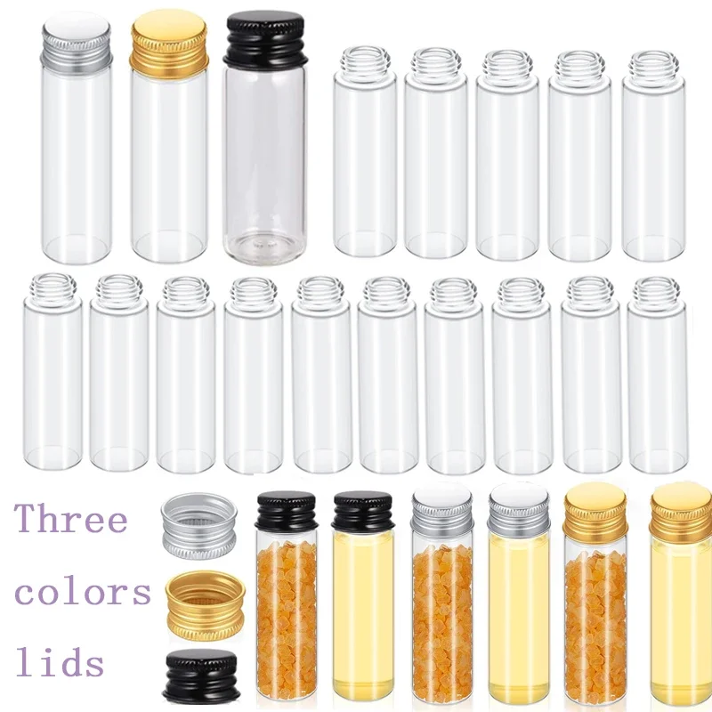 5Pcs 5ml-10ml Repeatable Glass Bottles With Aaluminum Lid Powder Tablet Dispenser Container Empty DIY Storage Bottle Sample.