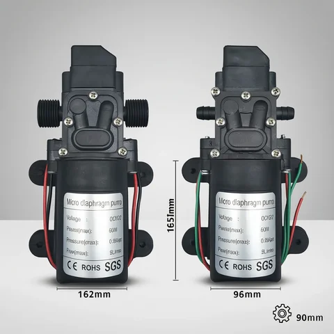 Dc 12V 120PSI 60W 5L/Min High Pressure Diaphragm Pump Mini Electric Self-priming Pump Water Washing Machine Pesticide Spraying