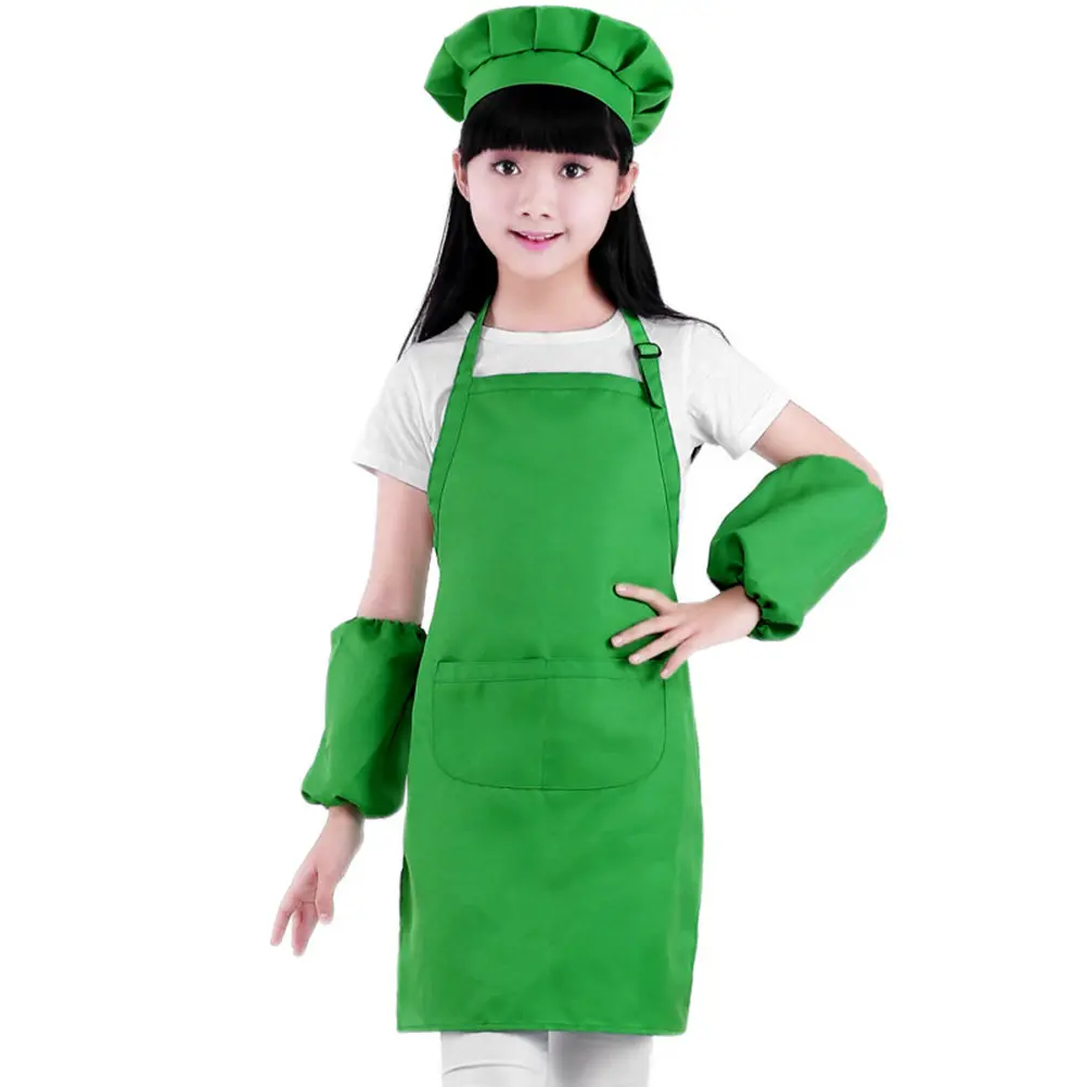 

2Pcs Kids Chef Playset Green Includes Apron Hat for Cooking Baking Painting Decorating Party Children Kitchen Set