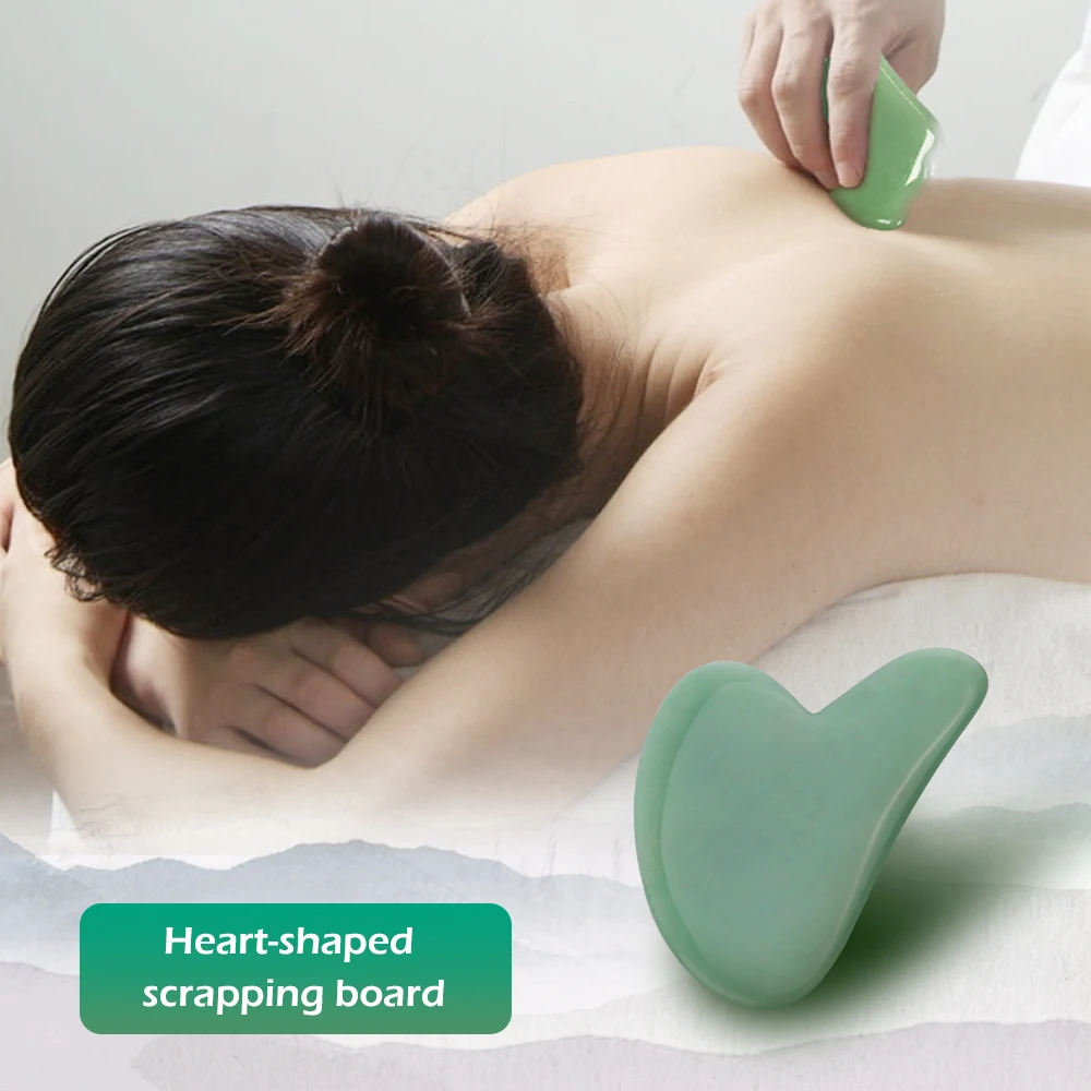 Green Aventurine Natural Jade Stone Gua Sha Massage Scraping Board Acupoint Plate SPA Therapy for Face Eyes Leg Body Health Care