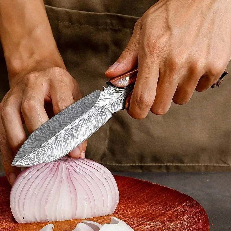 Sharp Laser Damascus Knife Handmade Blade Stainless Steel Fishing Knife Cut Meat Cleaver Butcher Knife Slaughter Slicing Knives